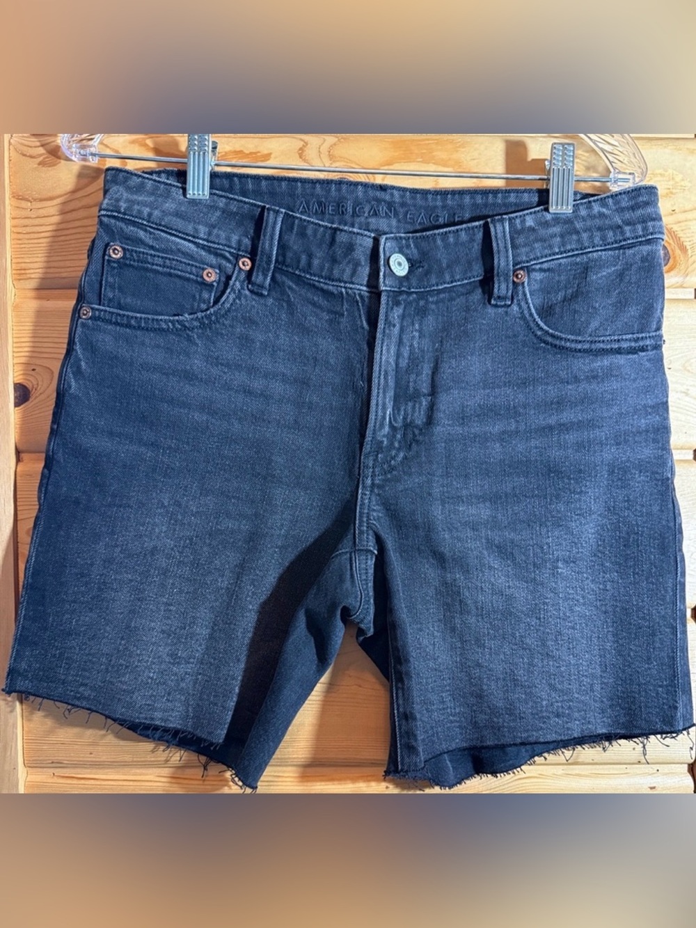 American Eagle Women’s Black /Dark Gray Perfect Skinny Bermuda Shorts 6